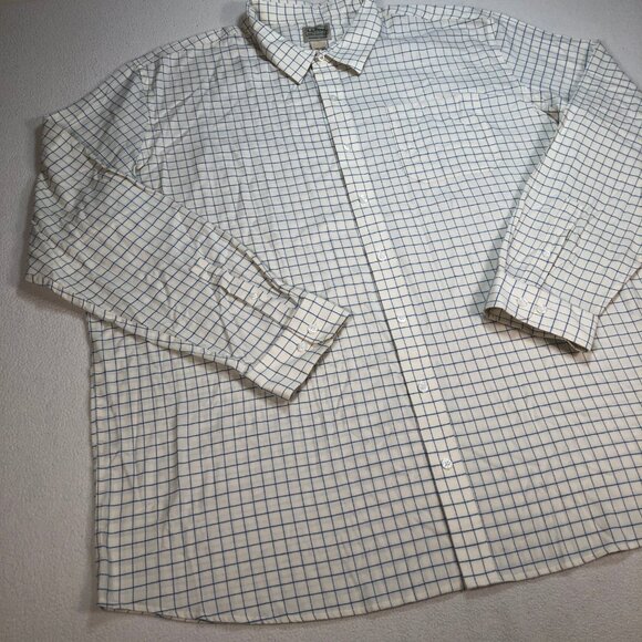 L.L Bean Shirt Men's 3XLT Off-White Windowpane Plaid Flannel Wrinkle Free Tall - Picture 6 of 15